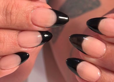 Elegant black-tipped nails at Nails By Cee, Brookvale, New South Wales, AU showcasing a sophisticated style.