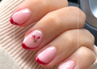 Elegant cherry nail art design from Nails By Cee in Brookvale, New South Wales, AU.