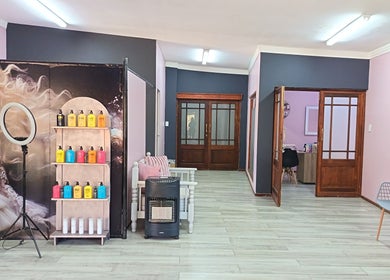 Interior of The Glam Lab in Hartbeespoort, North West, ZA showcasing stylish decor and vibrant products.