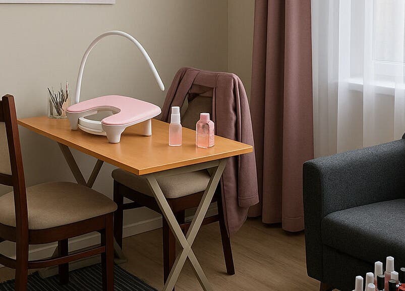 Relaxing nail service setup at Firefly Nails, Cape Town, Western Cape, ZA, featuring a manicure table.
