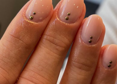 Elegant nail design with gold accents at Nails By Jayden, Glasgow, Scotland, GB.
