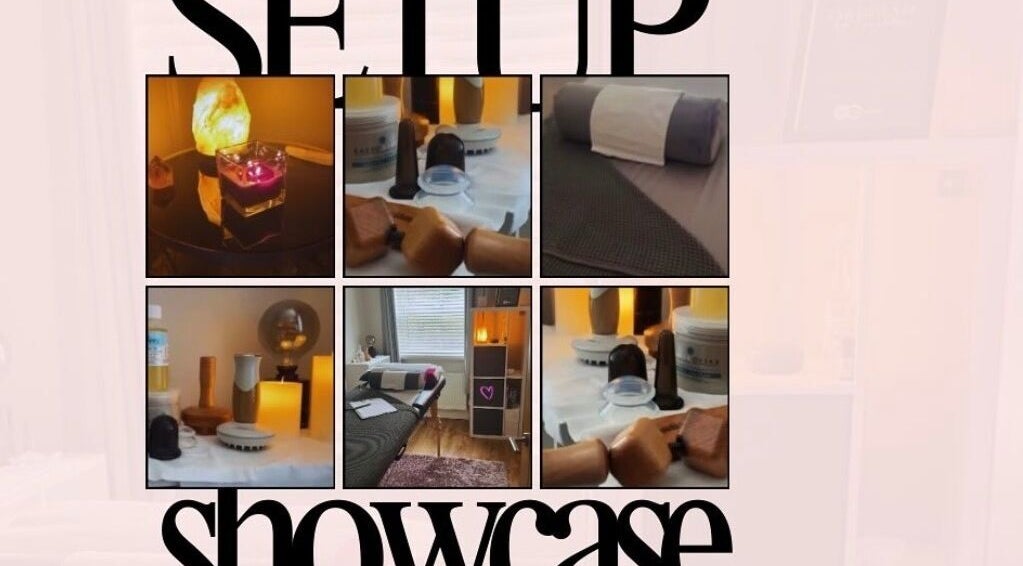 Setup at The Healing House, Armagh, showcasing massage tools and ambient lighting in Armagh, Northern Ireland, GB.