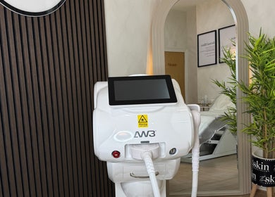 Advanced beauty equipment at The Skin Specialist UK in Horwich, England, GB. Modern treatment room setting.