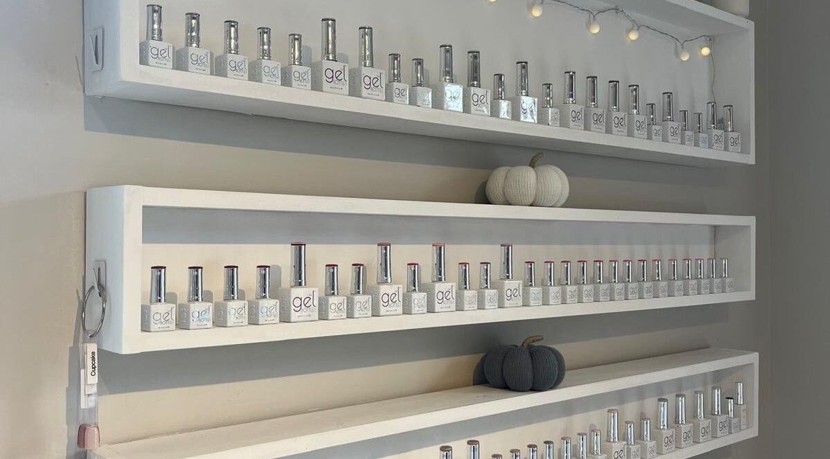 Elegant nail polish display at Hayley Leon Beauty at Hair and Beauty @no1, Sapcote, England, GB.