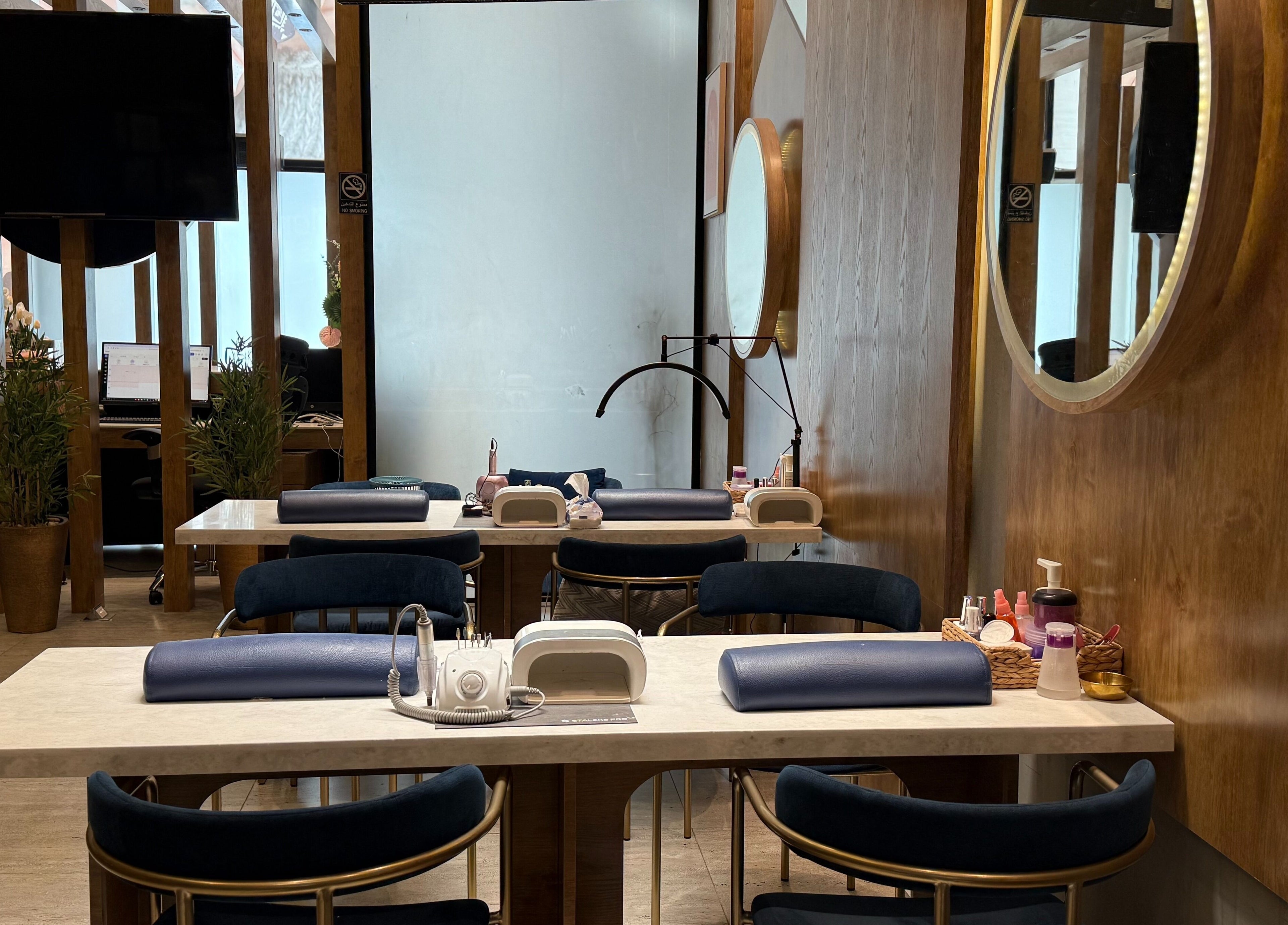 Nail service stations at Meraki Salon I ميراكي صالون, Al Khobar, Eastern Province, SA, featuring modern decor.