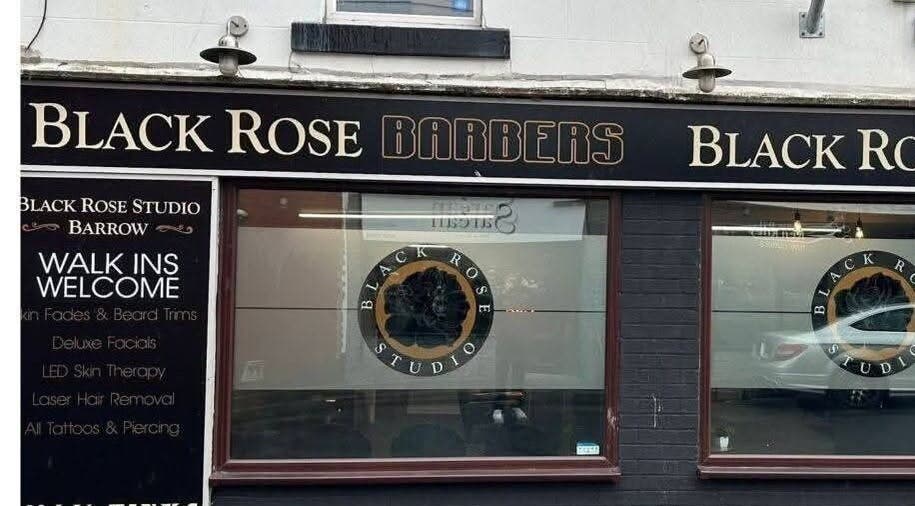 Front view of Hard Knoxx Barbers in Barrow-in-furness, England, offering diverse grooming services.