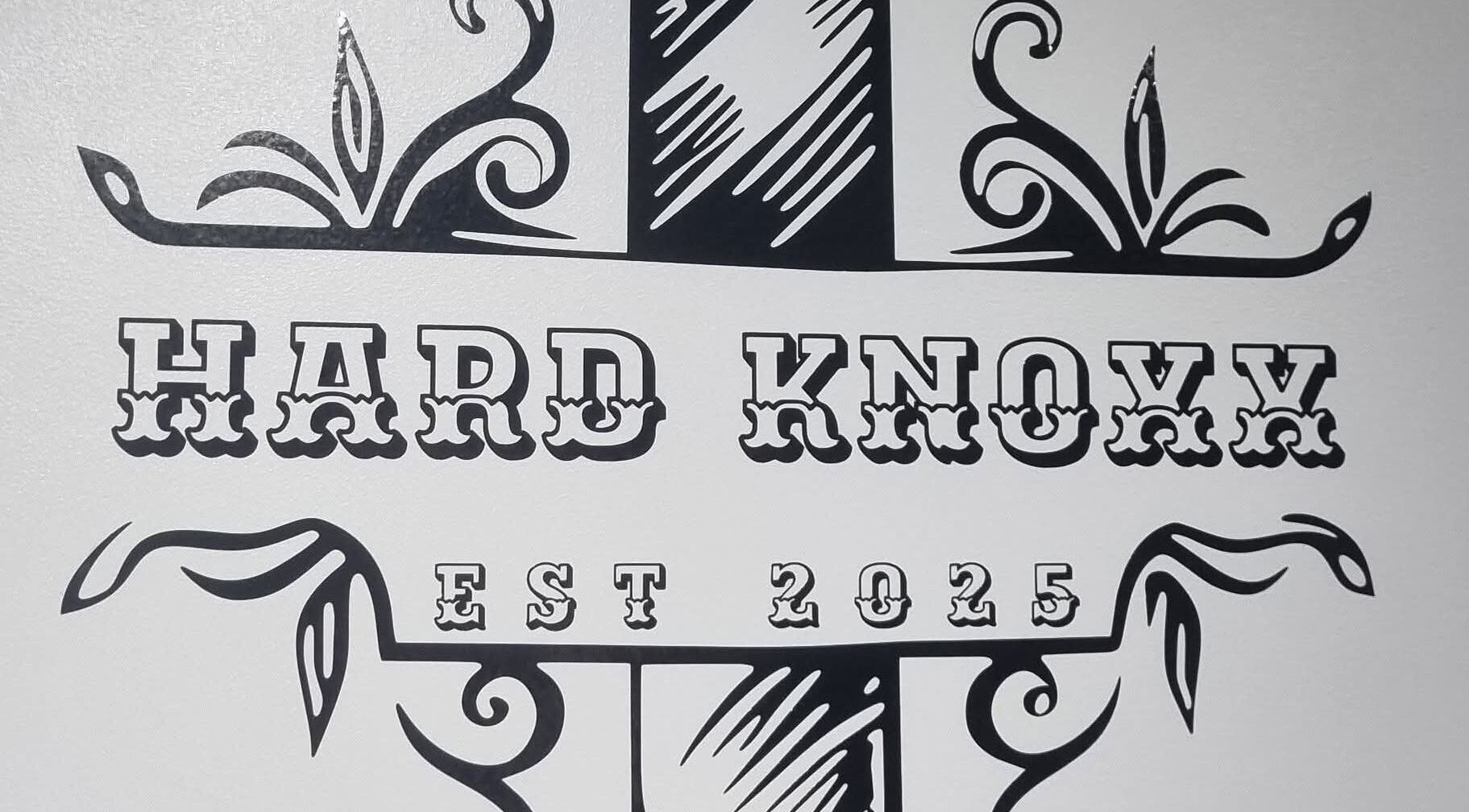 Elegant logo of Hard Knoxx Barbers, Barrow-in-Furness, England, GB, featuring ornate design elements.