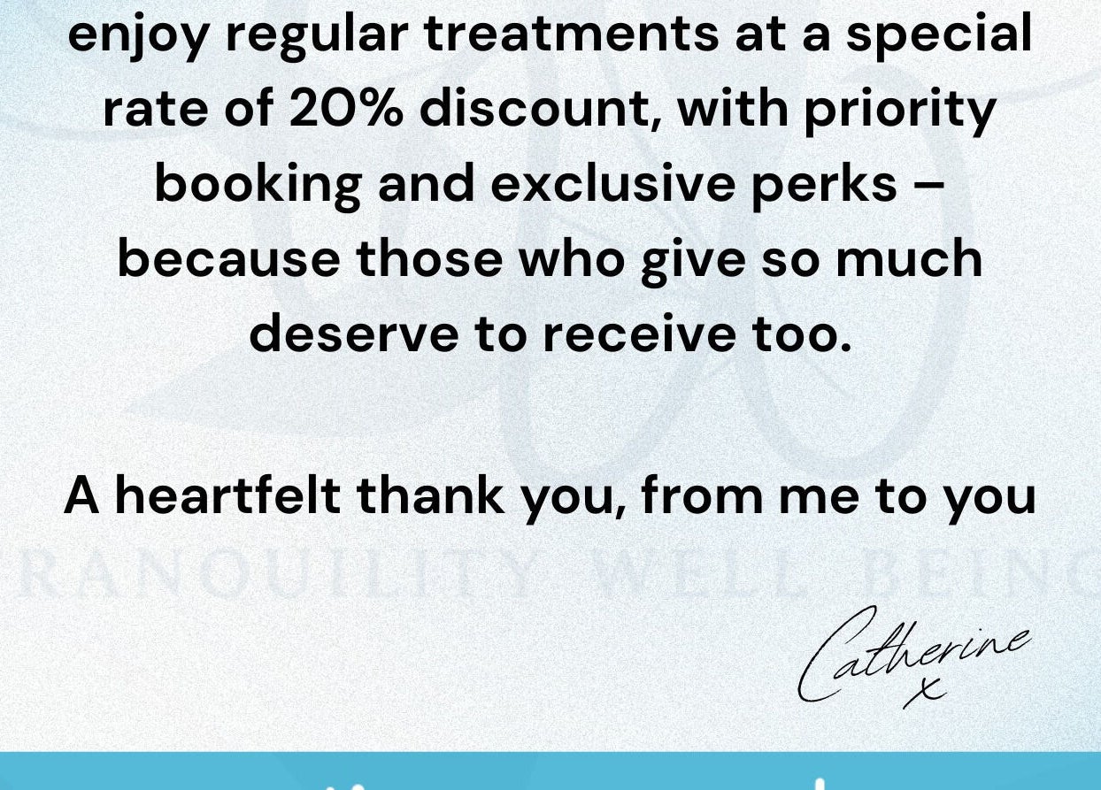 Tranquility Well-Being offers a heartfelt 20% discount in Cromer, England, GB. A thank you gift.