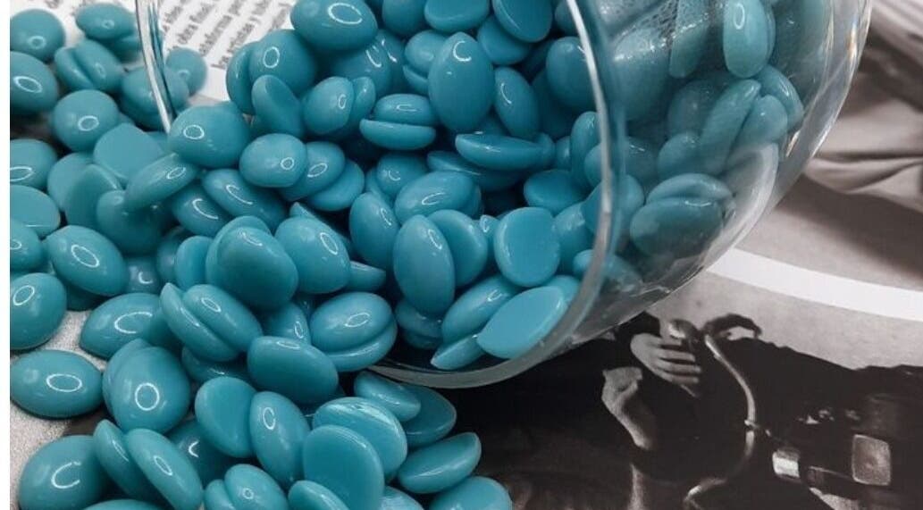 Azure wax beads at The Breeze Wax Studio in Johannesburg, Gauteng, ZA, create a soothing spa atmosphere.