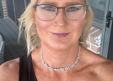 Client showcasing makeup by Naomi Lee Makeup in Catherine Field, New South Wales, AU.