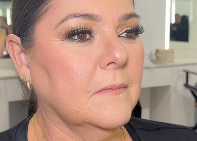 Detailed close-up of a client with glam makeup at Naomi Lee Makeup, Catherine Field, New South Wales, AU.