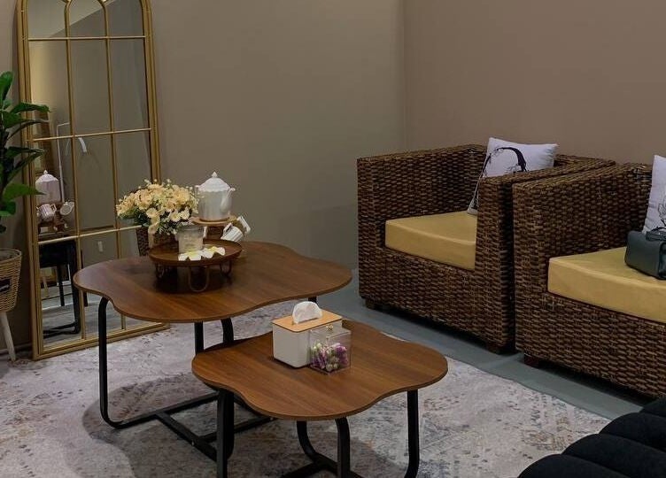 Relaxing lounge area at Lunar And Sky Spa Studio, Shah Alam, Selangor, MY, with stylish wicker chairs and decor.