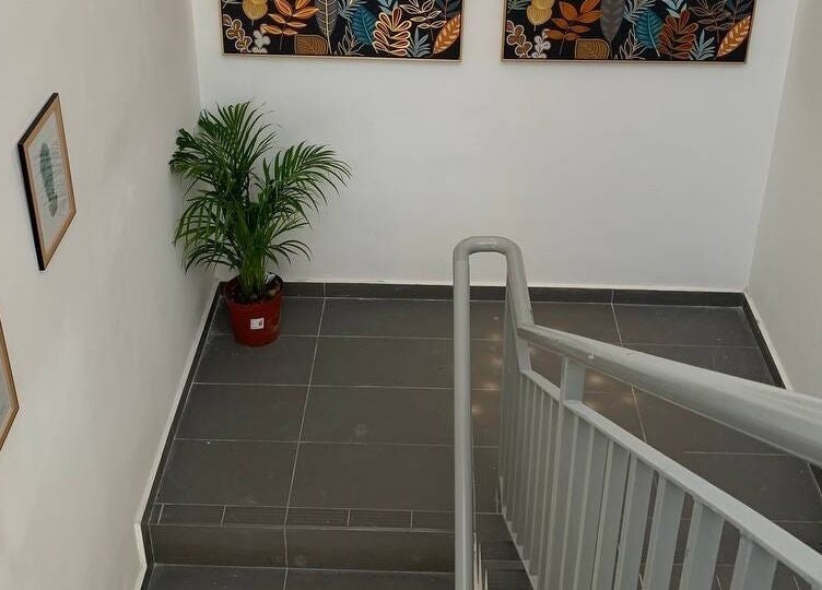 Stylish staircase with art at Lunar And Sky Spa Studio, Shah Alam, Selangor, MY.
