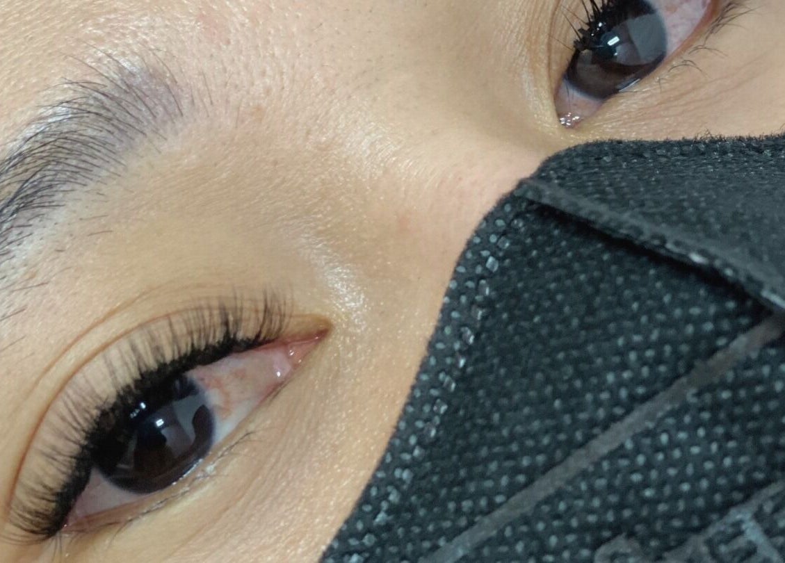 Close-up of eyelash extensions at Lash Desain in Daerah Khusus Ibukota Jakarta, Daerah Khusus Ibukota Jakarta, ID.