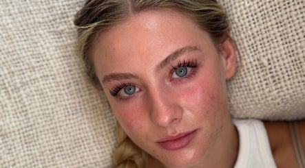 Close-up of woman's face with natural makeup at Beauty by Ella Grace, Little Eaton, England, GB.