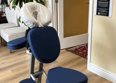 NY Massage at Riverview cozy massage chair setup in Gibsonton, Florida, US, offering serene relaxation.
