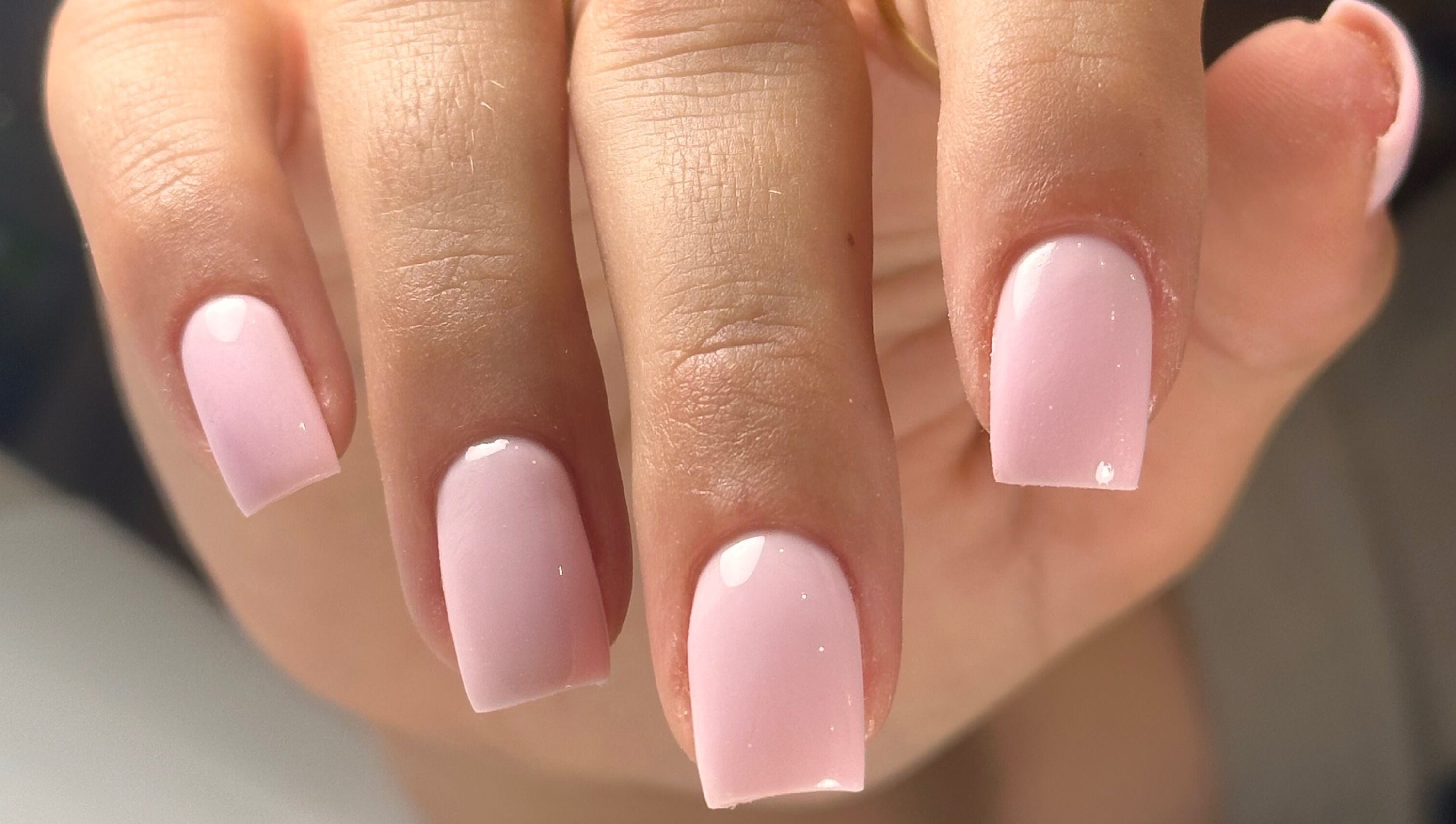 Soft pink nails beautifully manicured at Nails by Azi, Royal Leamington Spa, England, GB.
