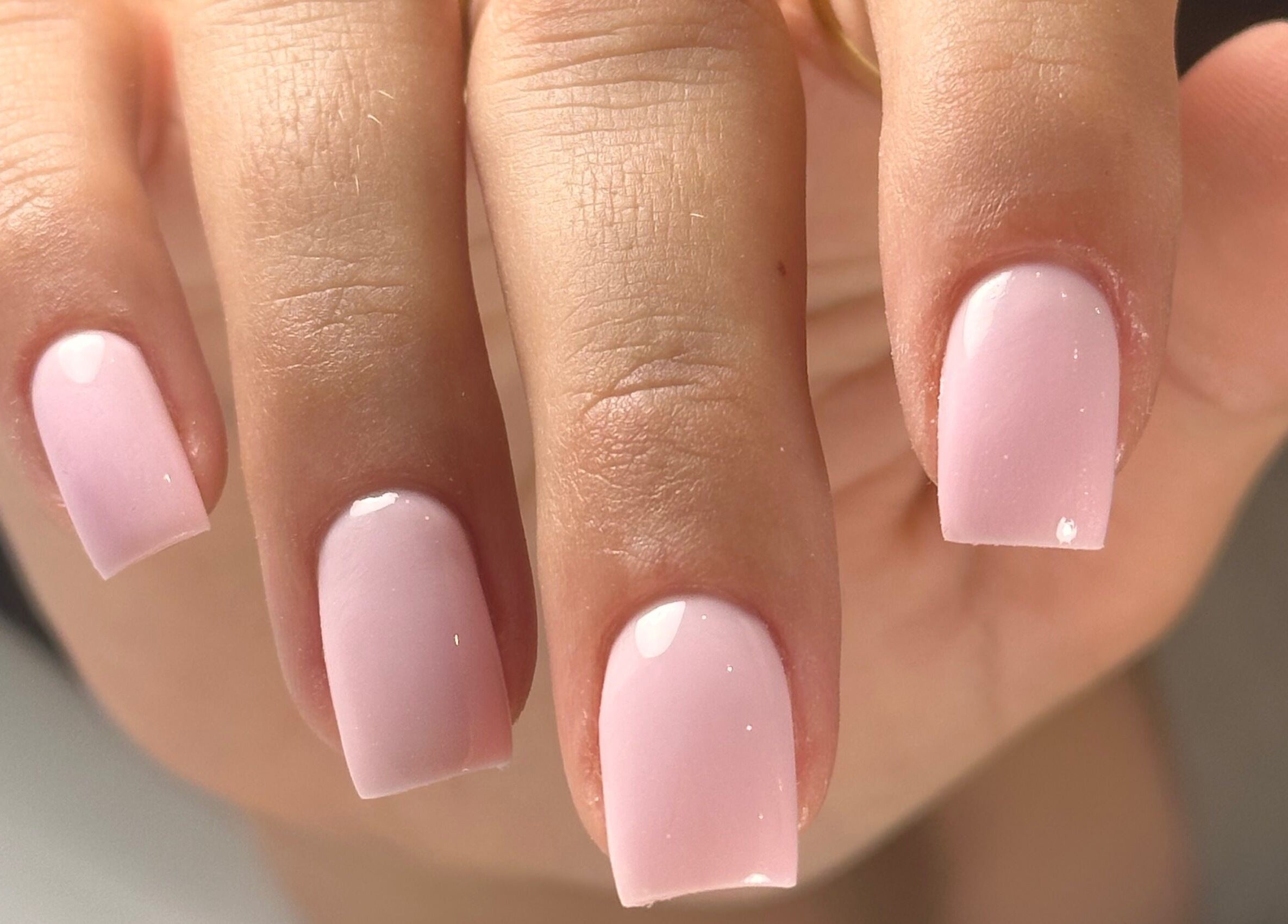 Soft pink nails beautifully manicured at Nails by Azi, Royal Leamington Spa, England, GB.