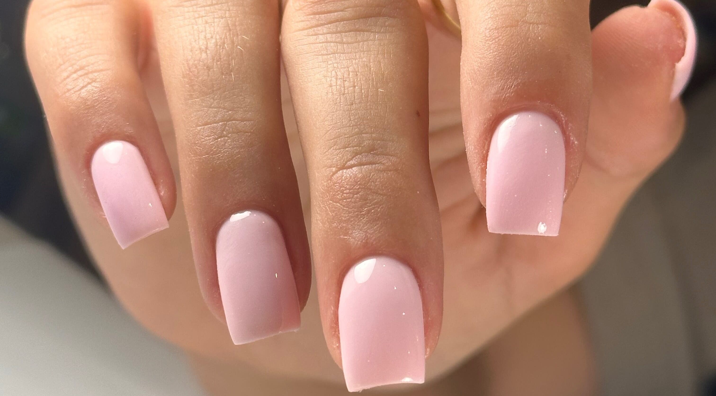 Soft pink nails beautifully manicured at Nails by Azi, Royal Leamington Spa, England, GB.