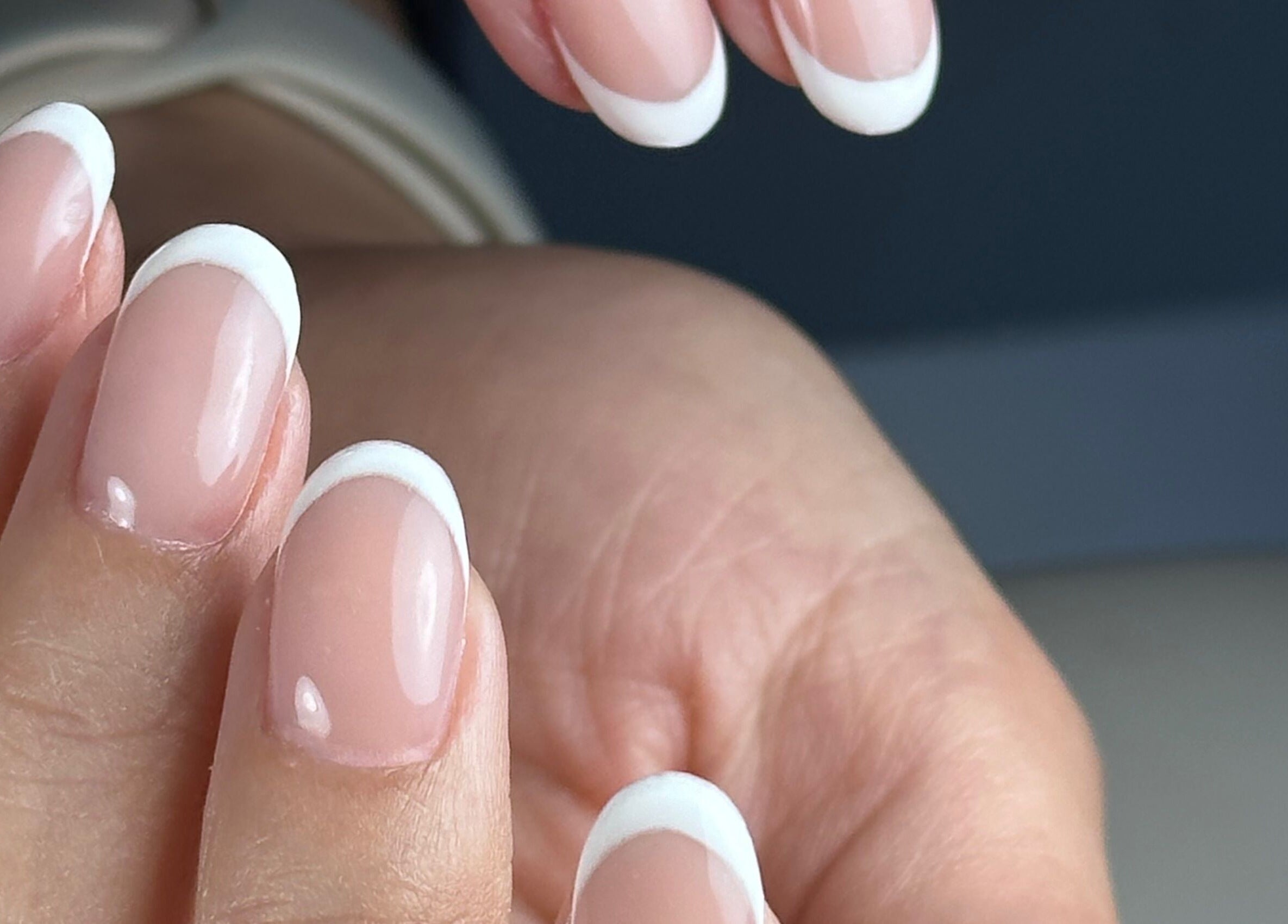 Elegant French manicure at Nails by Azi, Royal Leamington Spa, England, GB.