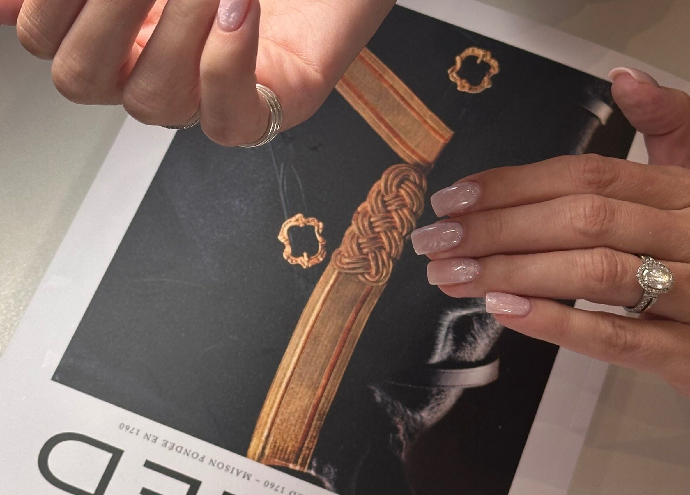 Manicured hands with chic nails at Nails by Azi in Royal Leamington Spa, England, GB.