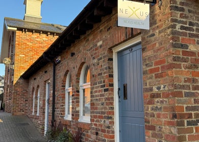 Charming brick facade of DermaBalance at Royal Tunbridge Wells, England, GB.