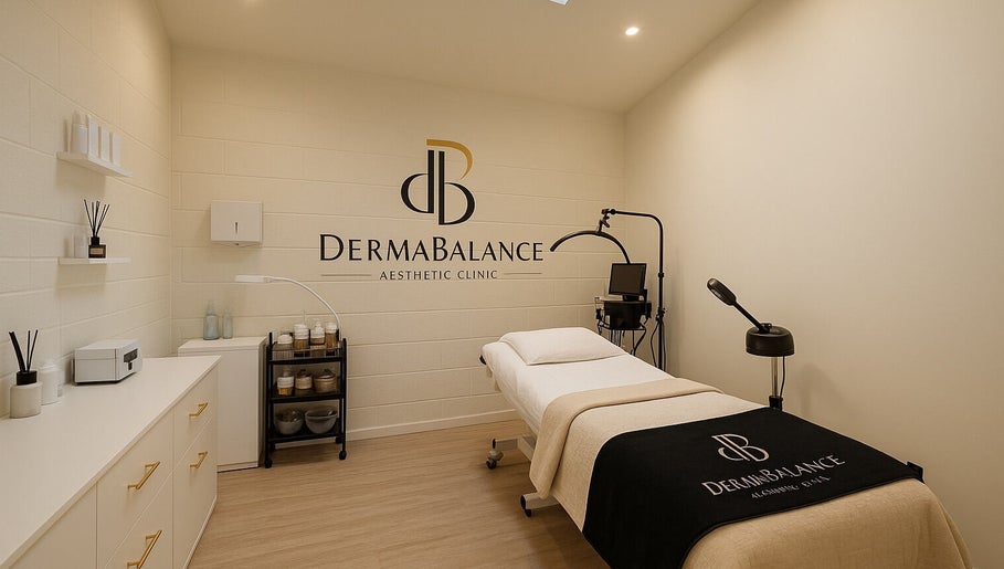 DermaBalance treatment room in Royal Tunbridge Wells, England, GB with a spa bed and serene decor.