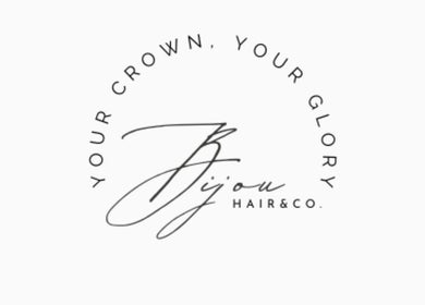 Bijou Hair CO logo with 'Your Crown, Your Glory' slogan, based in Kitchener, Ontario, CA.