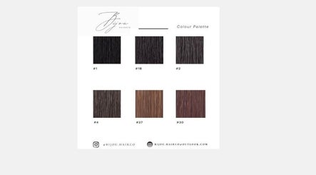 Hair color palette at Bijou Hair CO, Kitchener, Ontario, CA. Explore diverse shades for perfect styling.