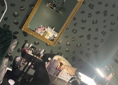 Elegant beauty station at Flawless Faces, Seaton Delaval, England, GB, featuring a stylish mirror and decor.