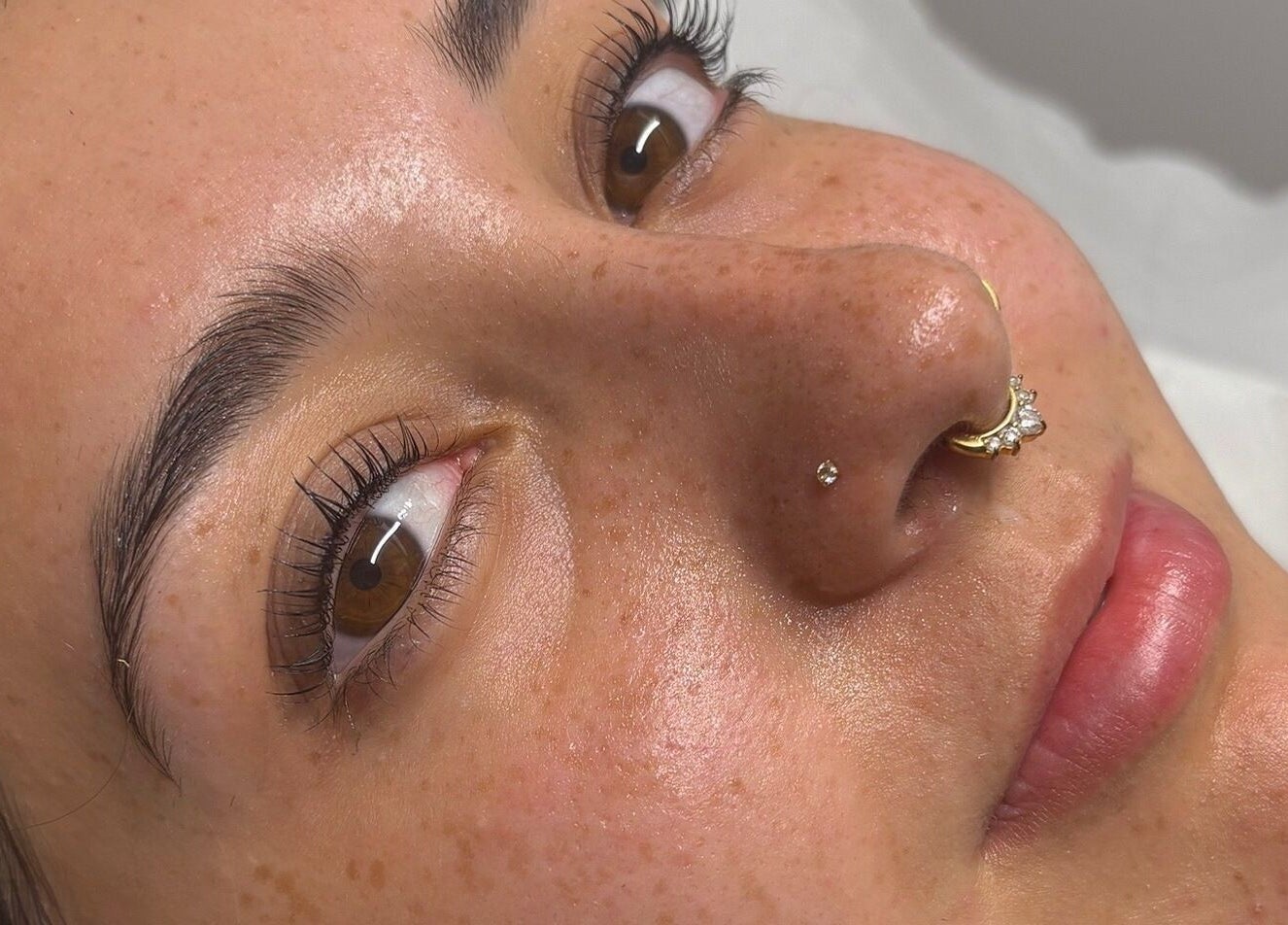 Close-up of radiant skin after facial at Beauty by Imogen, Portsmouth, England, GB. Natural beauty enhancement.