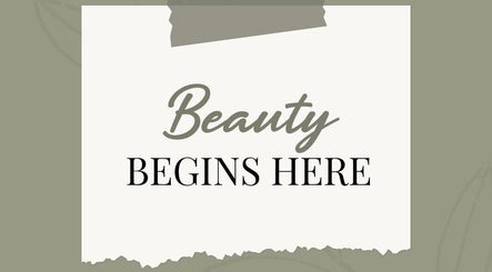 "Beauty Begins Here" sign at Olive and Kai Beauty, Midrand, Gauteng, ZA.