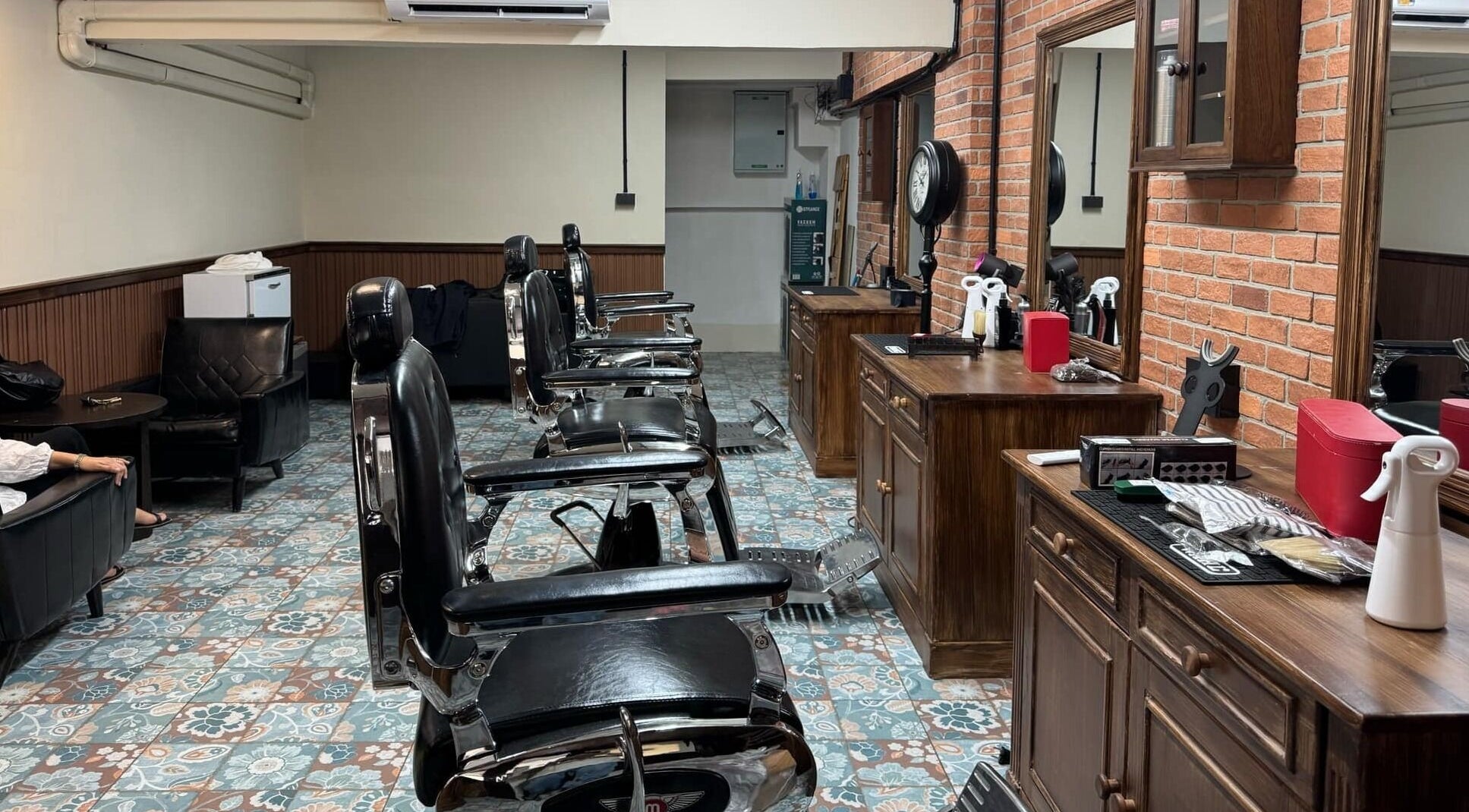 Elegant vintage barber chairs at Liberty Grooming Lounge, Krung Thep Maha Nakhon, TH, showcasing classic style.