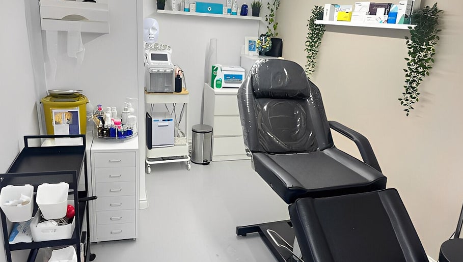 Modern treatment room at Fine Line Studios, London, England, GB, equipped for wellness therapies.
