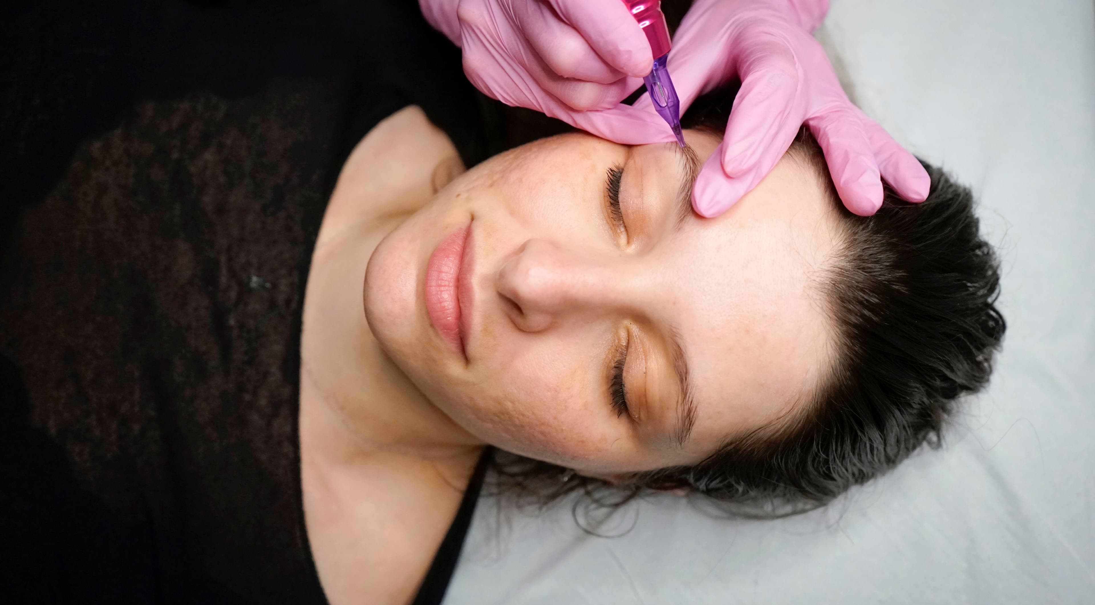 Microblading service at Fine Line Studios, London, England, GB, enhancing eyebrows with precision and care.