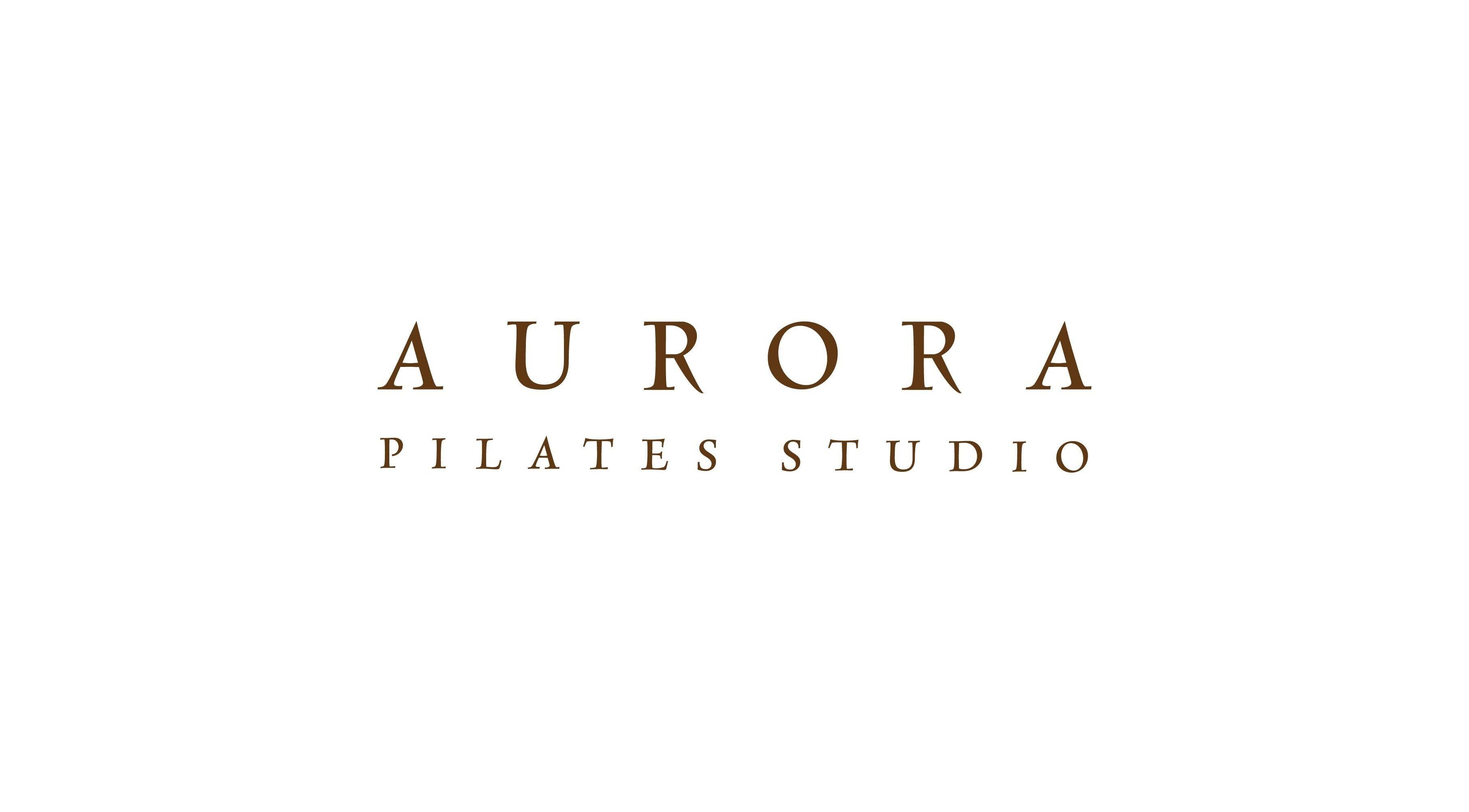 Aurora Pilates Studio logo in Strovolos, Lefkosia, CY, featuring elegant brown typography.