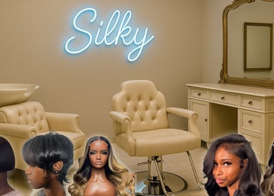 Elegant salon interior of Silky Sew Ins | Silk Press & Healthy Hair Experts, New York, New York, US.