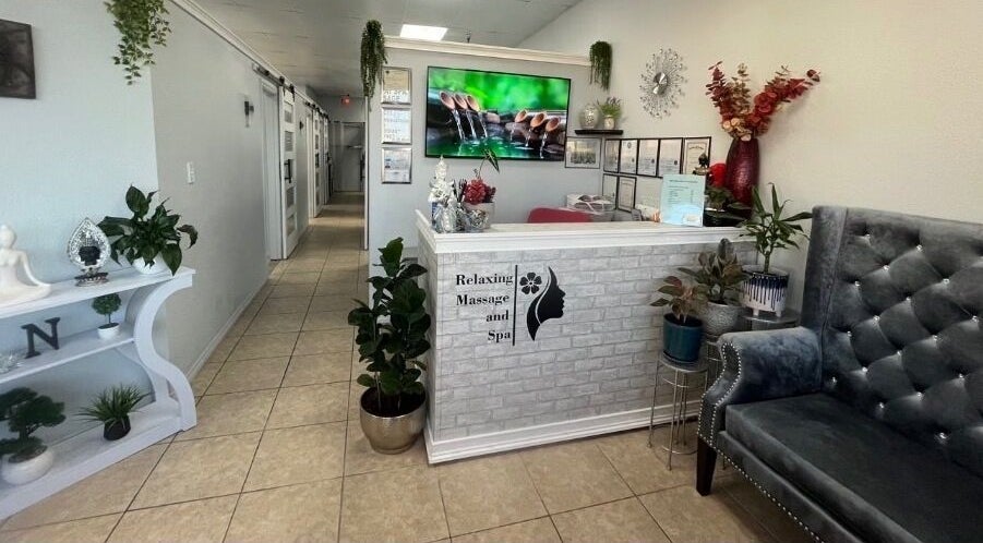 Reception area at NV Thai Spa in Las Vegas, Nevada, US showcasing a relaxing ambiance.