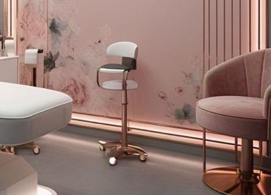 Elegant treatment room at AnekLuxe | Esthetician Montego Bay, St. James Parish, JM with floral decor and plush seating.