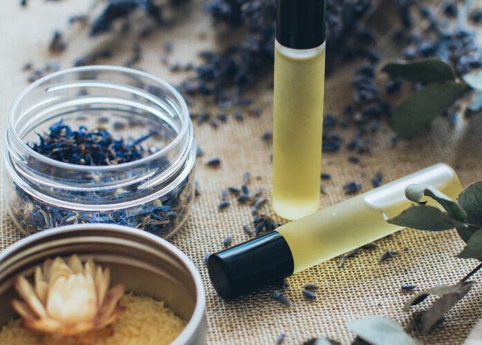 Aromatherapy oils and herbs at Chokdee Thai Massage by Meaw in Perth, Scotland, GB create a tranquil setting.