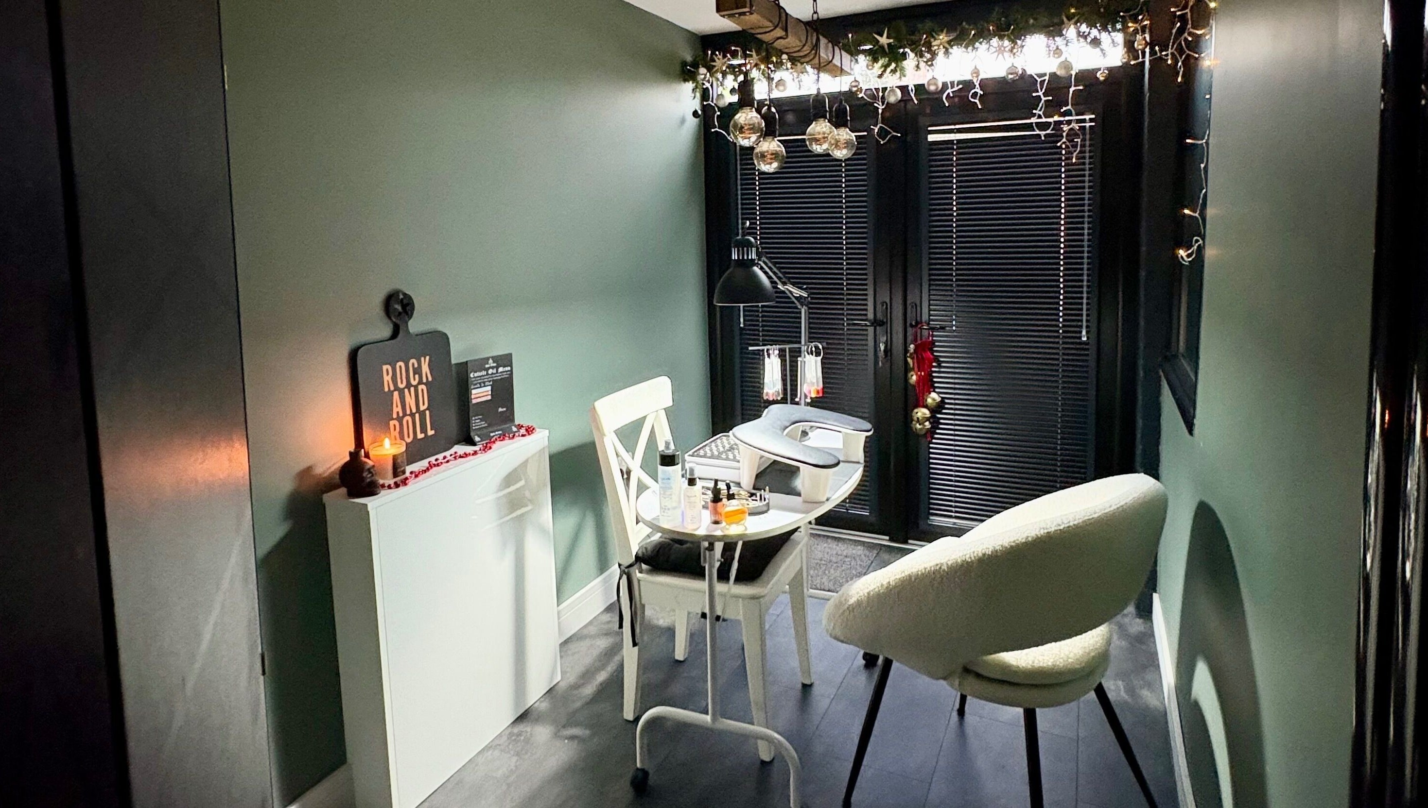 Relaxing nail salon setup at Nails by Delle, Dingwall, Scotland, GB, with stylish decor and ambient lighting.