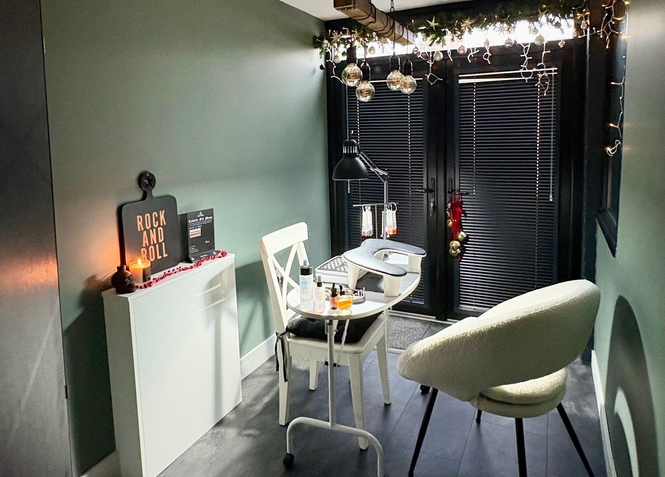 Relaxing nail salon setup at Nails by Delle, Dingwall, Scotland, GB, with stylish decor and ambient lighting.