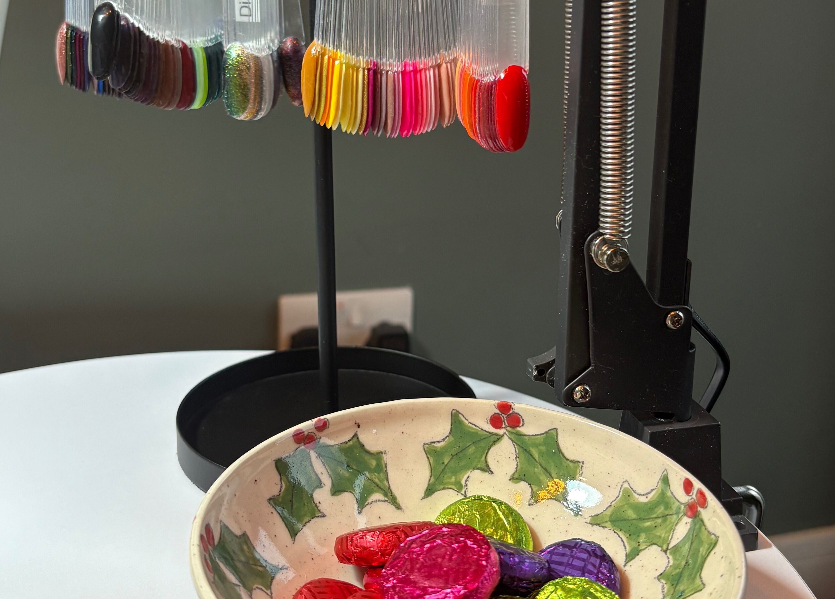 Vibrant nail color samples at Nails by Delle, Dingwall, Scotland, GB.