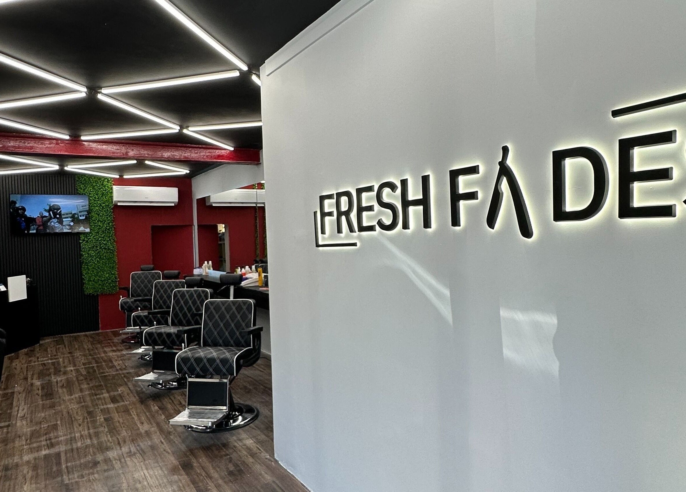 Stylish interior of FRESH FADES | Sliema | salon. Modern design in Sliema, Malta, MT.