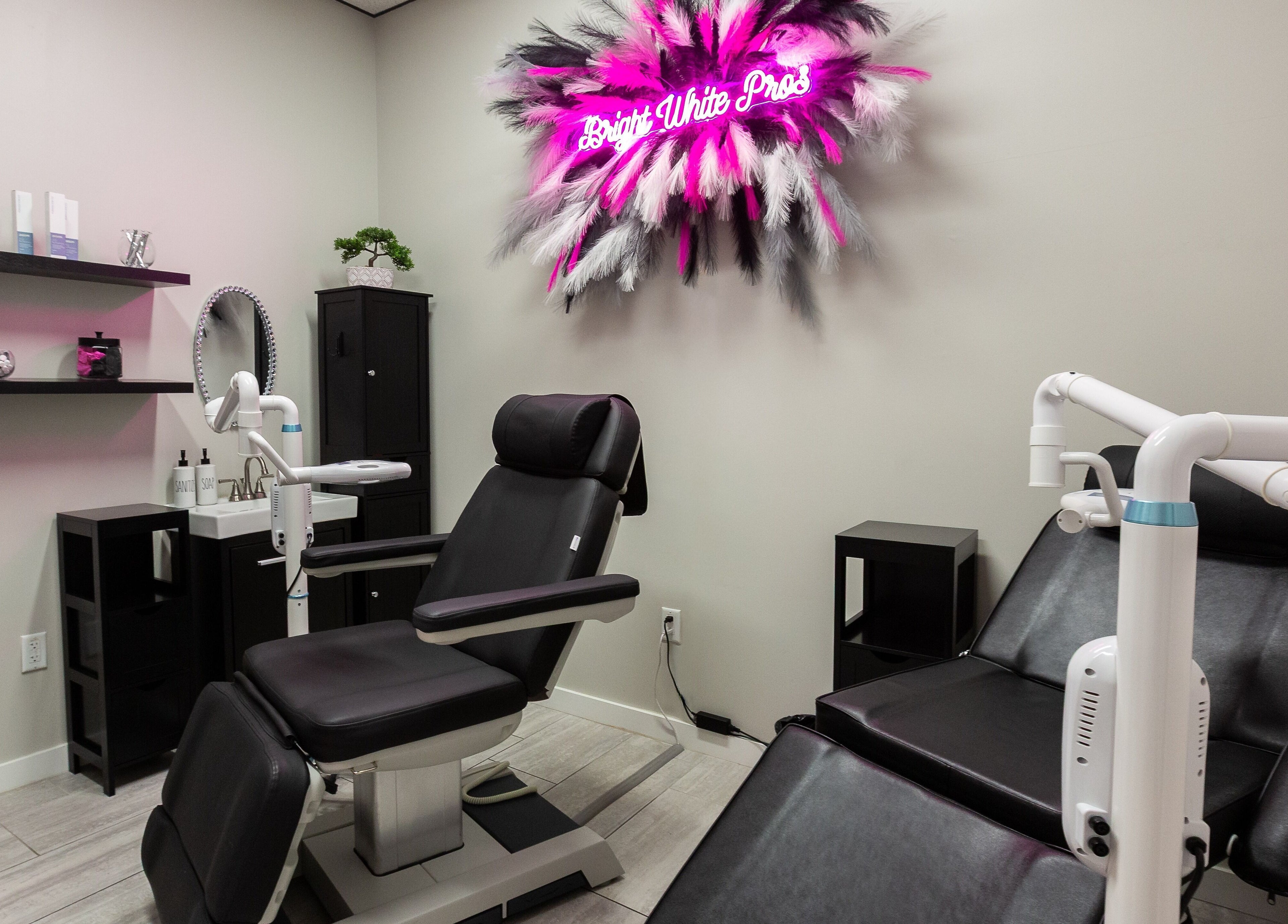 Chic dental office at Bright White Pros, Fort Worth, Texas, US, featuring modern chairs and stylish decor.