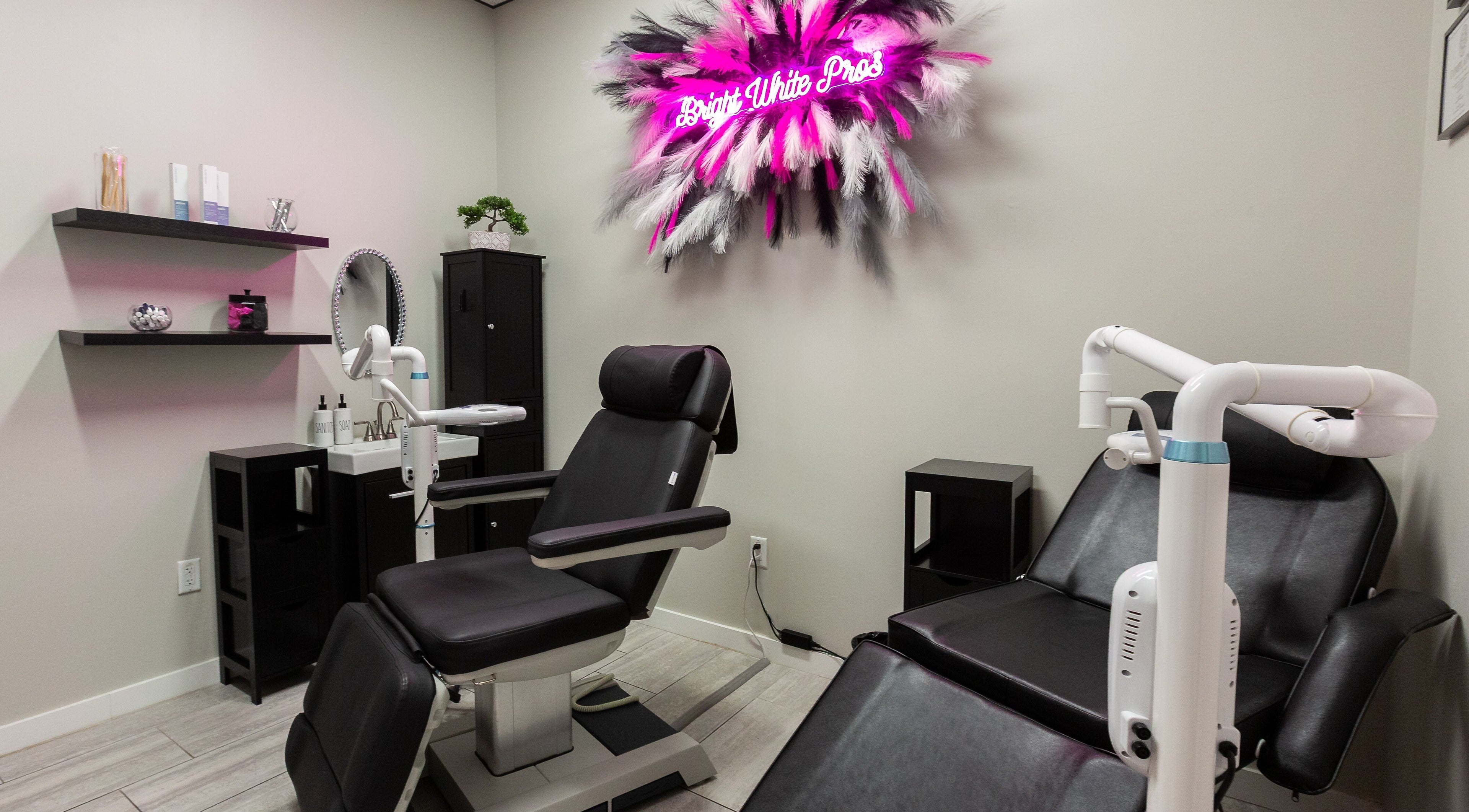 Chic dental office at Bright White Pros, Fort Worth, Texas, US, featuring modern chairs and stylish decor.