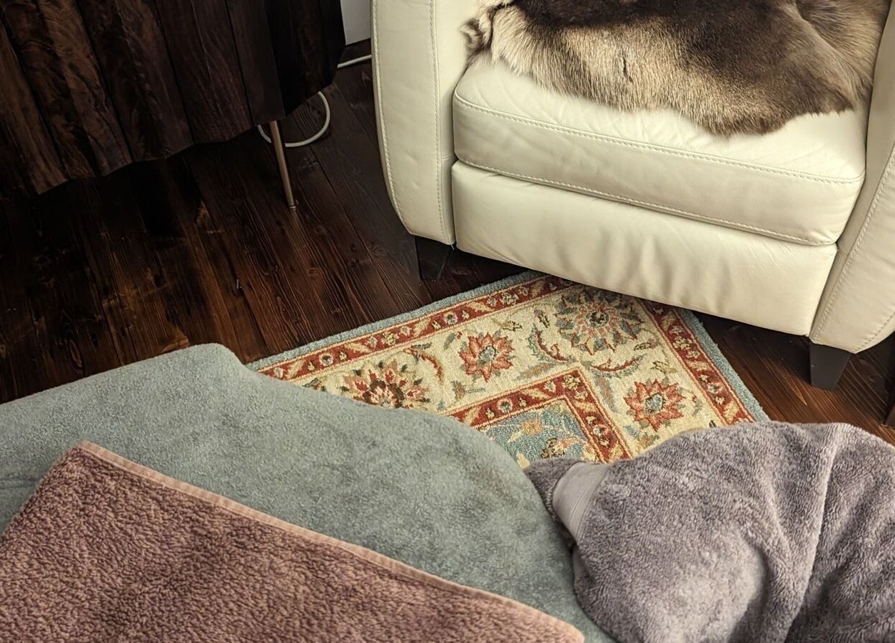 Relaxing massage space at Liz's Mobile Massage Canterbury with plush chair and soft towels in Canterbury, England, GB.