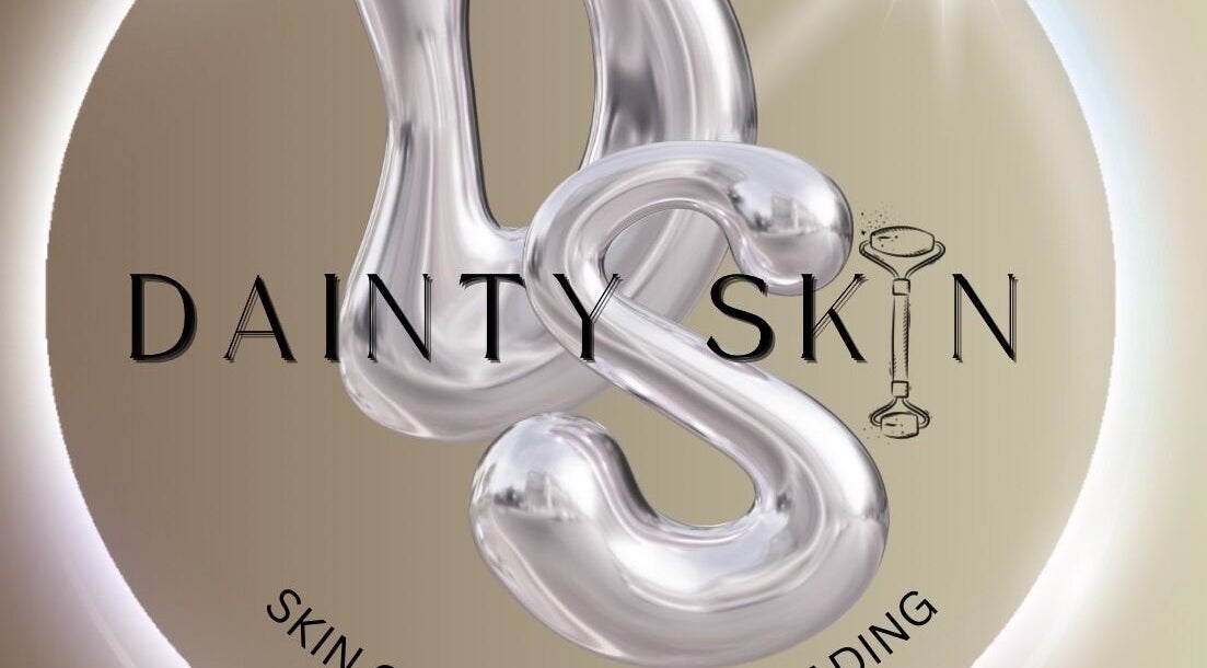 Logo of Dainty Skin Esthetics in Moreno Valley, California, US featuring sleek silver lettering on a neutral background.