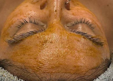 Client receiving a rejuvenating facial at Facials By Tina Maria in Freeport, Freeport, BS.
