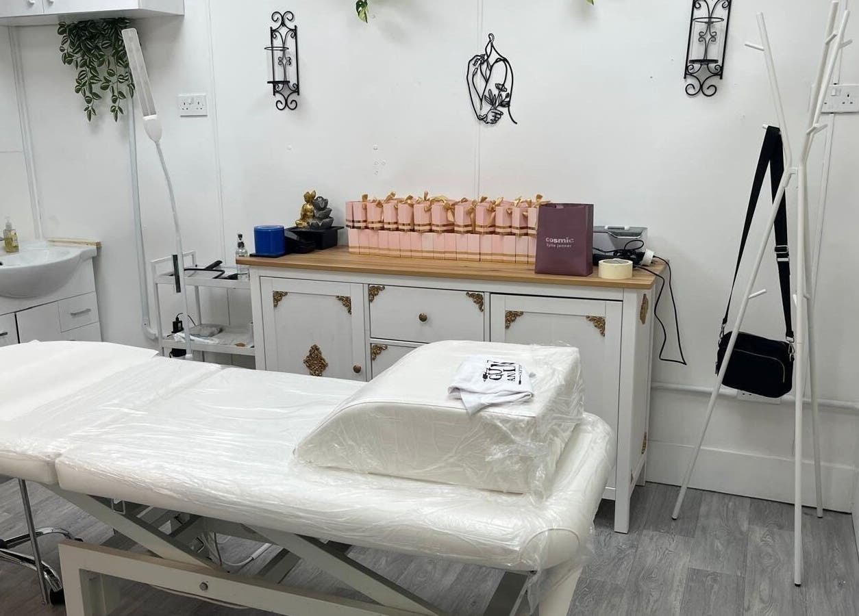 The Aeon Aesthetics treatment room at Southall, England, GB showcasing a serene and inviting setting.